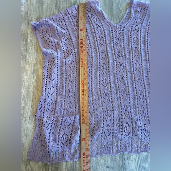 Women’s Crochet Purple Cover Up Shirt Top Temu Size 5XL = 22 US Knit Beach Boho - Picture 8 of 10
